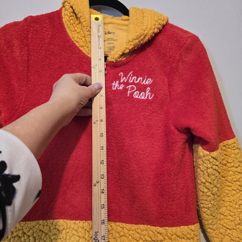 Disney Winnie the Pooh Sz XSM Hooded Zip Costume/Pajama Fleece Halloween Bear